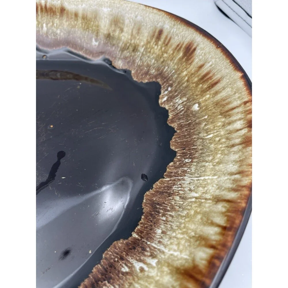 Pfaltzgraff Gourmet Brown Drip Oval Platter Serving Plate 15”
